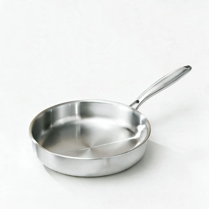 Frying pan, 410 stainless steel, honeycomb pattern