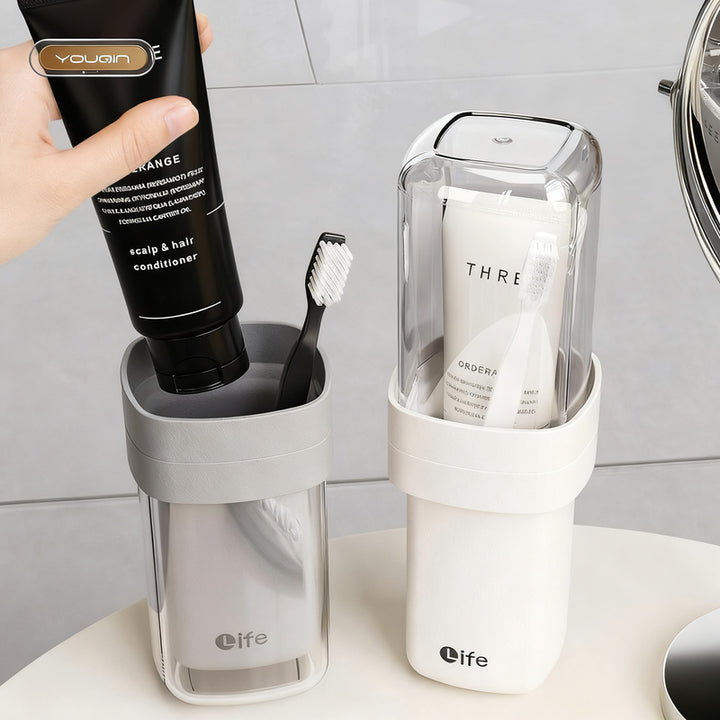 Portable dental care set with rinsing cup