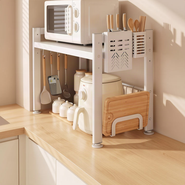 Adjustable kitchen shelf for appliances