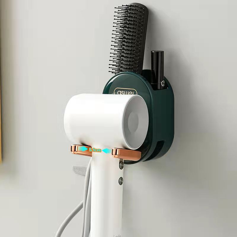 Hair dryer wall holder, foldable, no drilling
