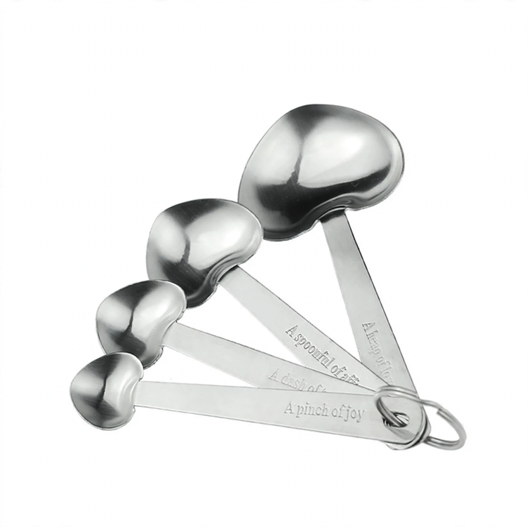 4-piece set measuring spoons heart shape, stainless steel