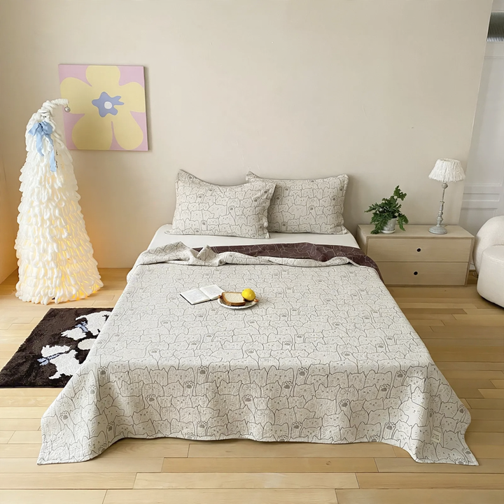 Cotton bedspread 3-piece, gauze fabric