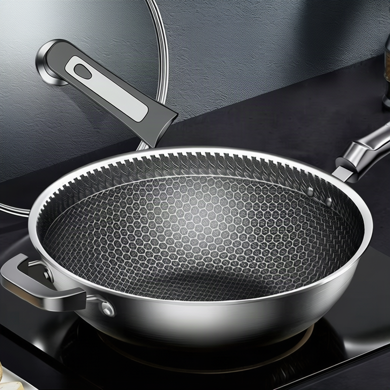 Stainless Steel Frying Pan with Glass Lid