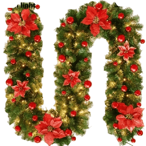 BowLift | FestiveRattan – Illuminated Rattan Garland for Staircase and Fireplace