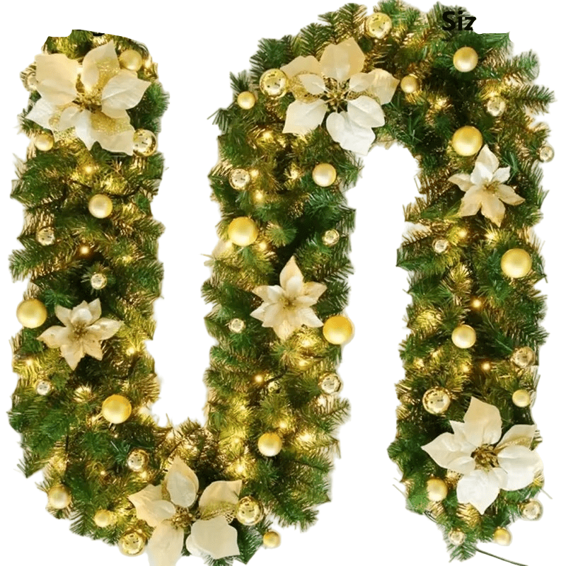 BowLift | FestiveRattan – Illuminated Rattan Garland for Staircase and Fireplace