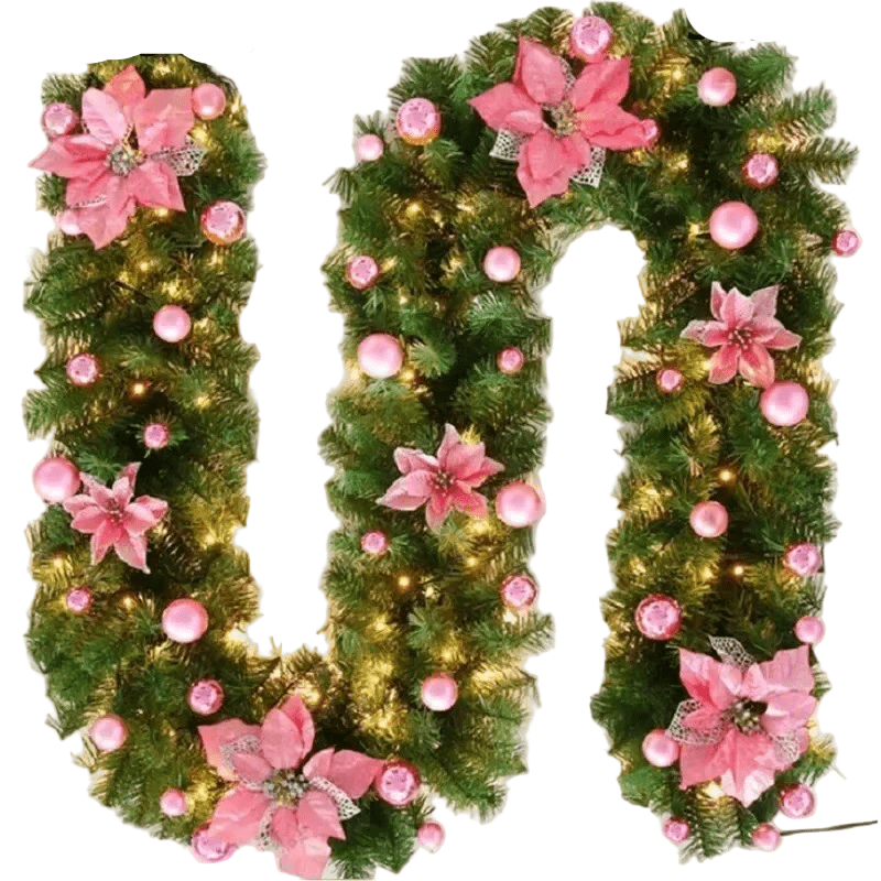 BowLift | LumiRotan Christmas Garland – Illuminated Rattan Garland with Warm LEDs for Festive Decoration
