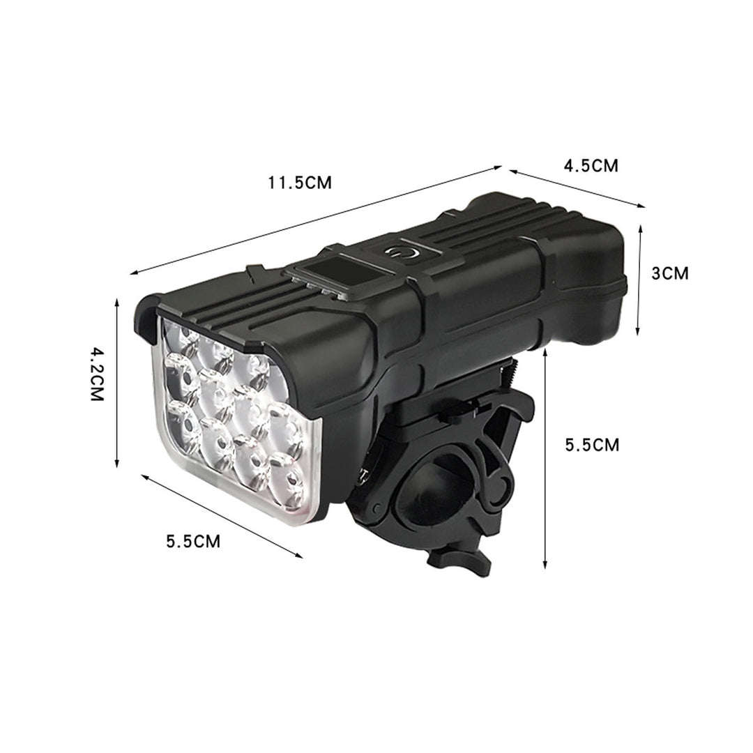 USB bicycle light with 12 LEDs and horn