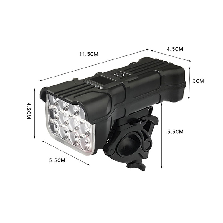 USB bicycle light with 12 LEDs and horn