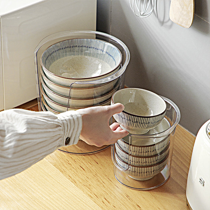 Transparent dish rack for kitchen cabinet