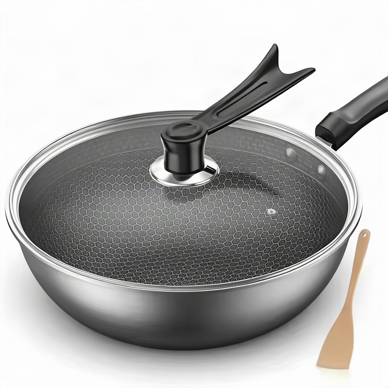 Stainless Steel Frying Pan with Glass Lid