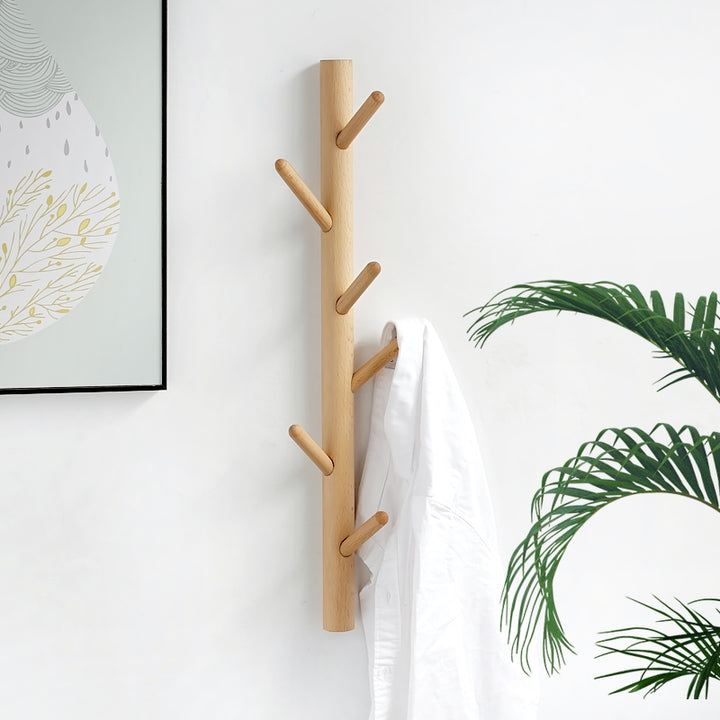 Wood wall coat rack in tree shape, Nordic design