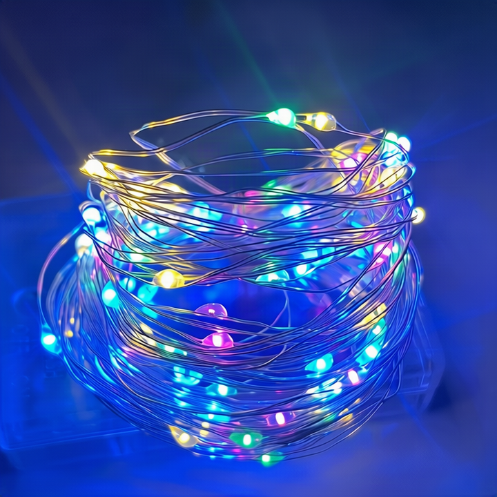 LED string lights, 10 m, 100 lights, USB/battery