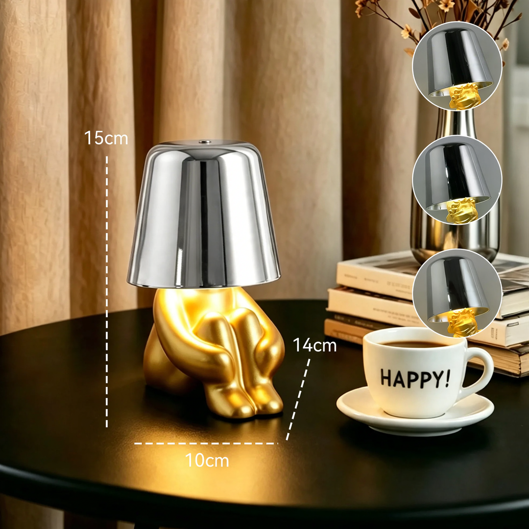 Thinker-figures-wine glass-table lamp