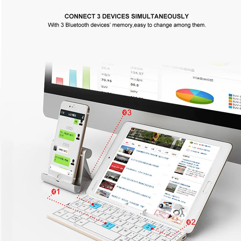 BowLift | Foldable Bluetooth Keyboard with Magnetic Stand for Tablets