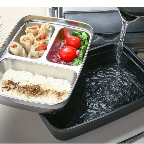 Leak-proof lunch box made of stainless steel with 3/4 compartments Bowlift