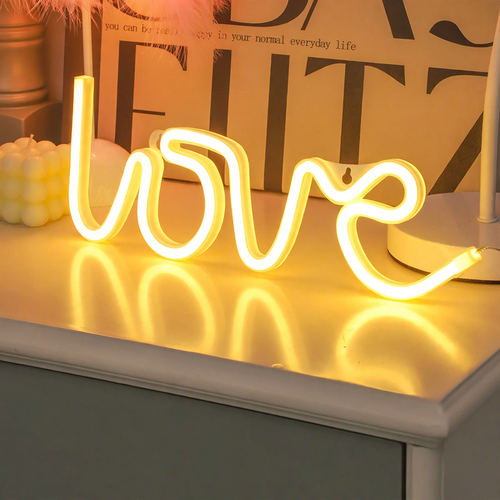 LED Neon Light LOVE, Plastic, Switch Control