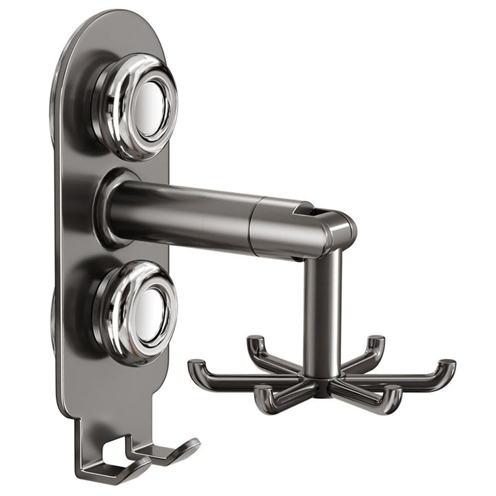 Rotating kitchen organizer, wall-mounted, 6 hooks, stainless steel