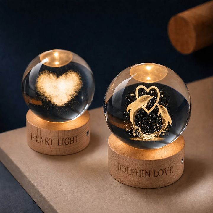 Crystal ball night light with LED lighting