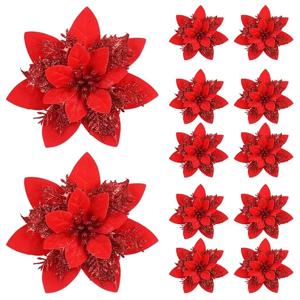 BowLift | Decorative Flower Set Pattern Pink, Gold or Red for Christmas Tree