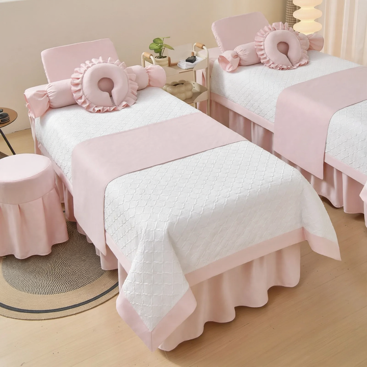 Luxury bed linen set for spa and cosmetics