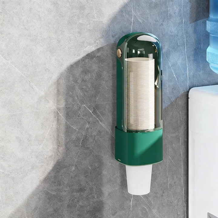 Wall holder for paper cups, self-adhesive