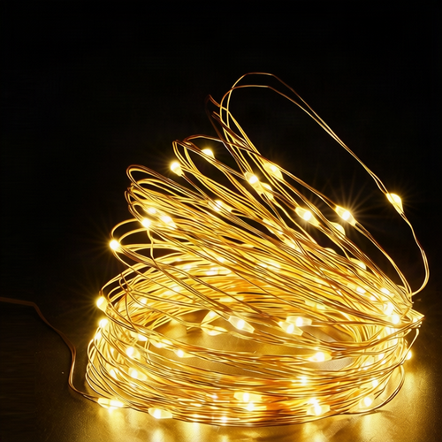 LED string lights, 10 m, 100 lights, USB/battery