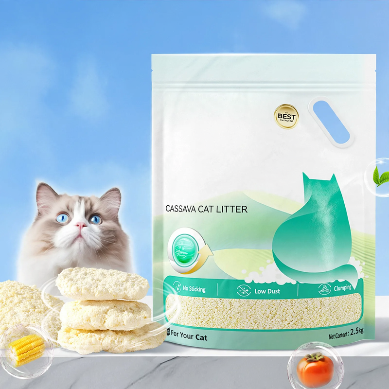 Cat litter made of tofu and bentonite with green tea scent