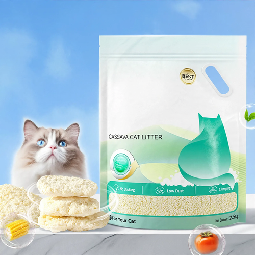 Cat litter made of tofu and bentonite with green tea scent