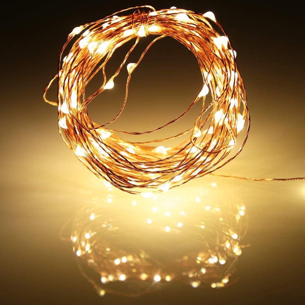 LED string lights, 10 m, 100 lights, USB/battery