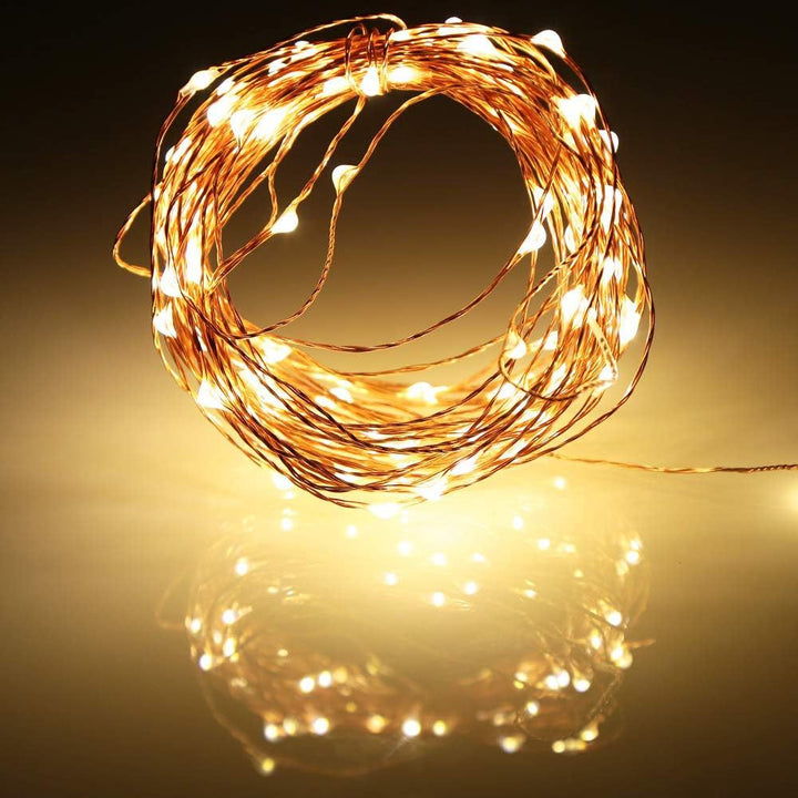 LED string lights, 10 m, 100 lights, USB/battery