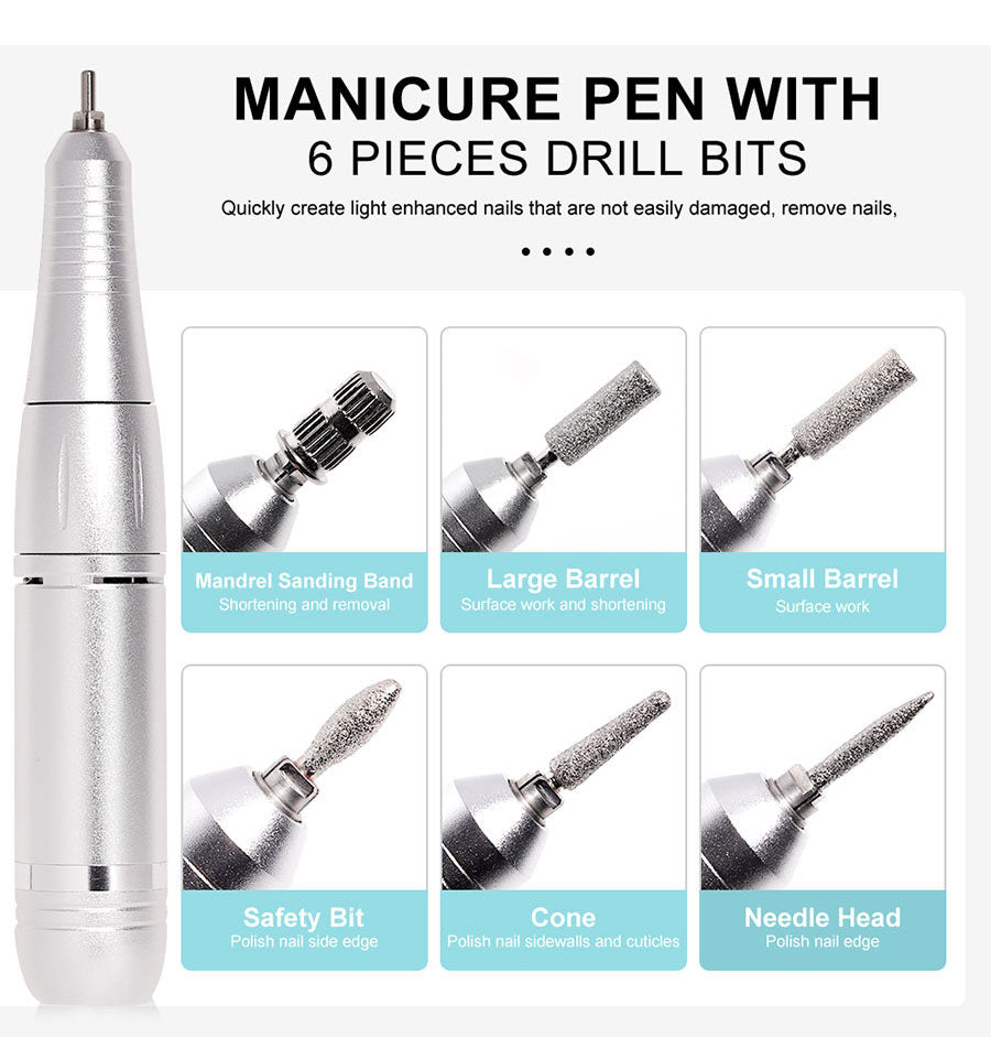 BowLift | Professional 45000RPM portable electric nail file with rechargeable battery | Low noise level for manicure