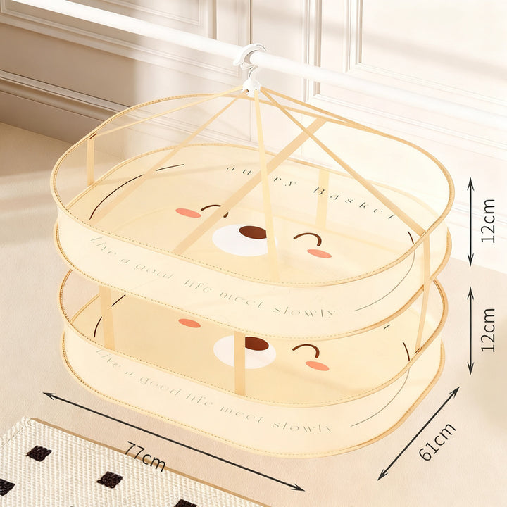 Foldable laundry drying nets, multilayer