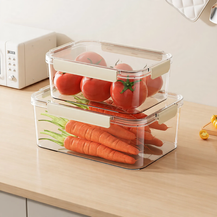 Transparent storage box with a tight lid