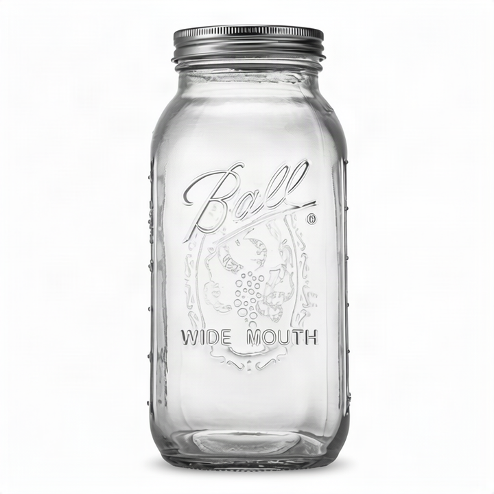 Glass storage jars, various sizes