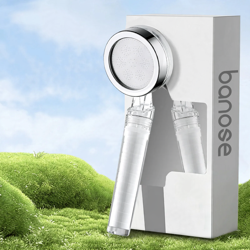 Portable shower head with pressure boost and filter