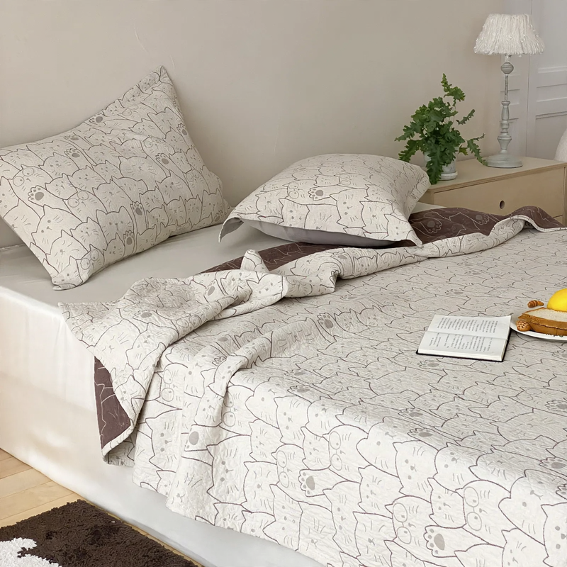 Cotton bedspread 3-piece, gauze fabric