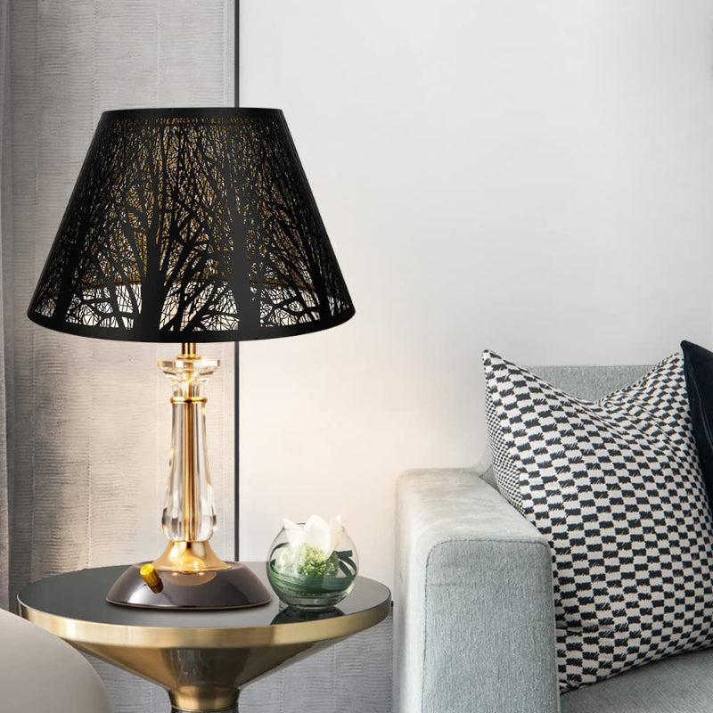 BowLift | Medium lampshade, barrel fabric lampshade for table lamp and floor lamp, 7x13x7.8 inches, natural ventilated linen, handmade, spider (white)