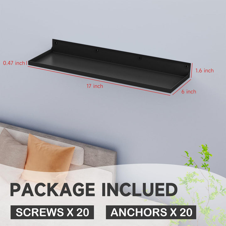 Acrylic wall shelf, black, no drilling