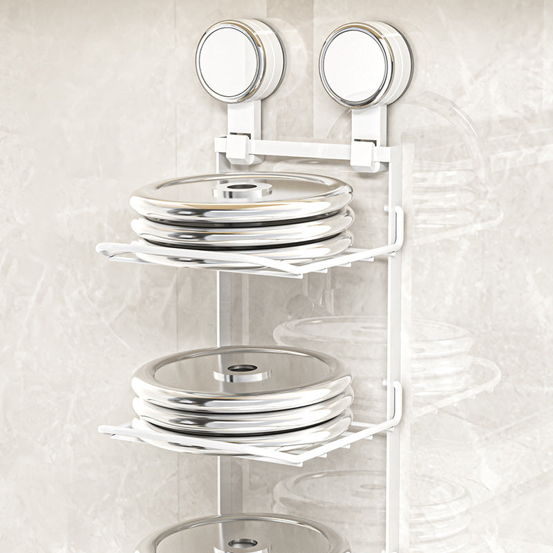 Suction cup preparation shelf, stainless steel, three-layer