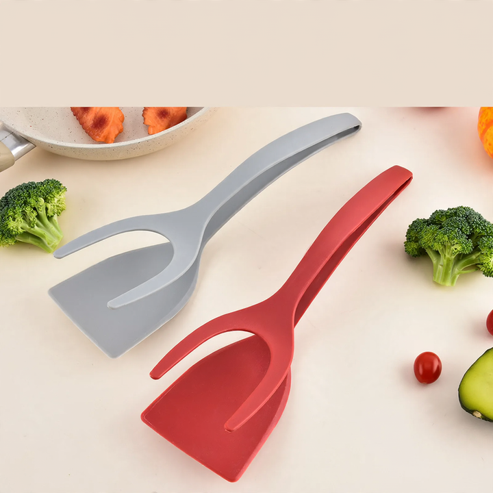 2-in-1 spatula and food tongs, non-stick