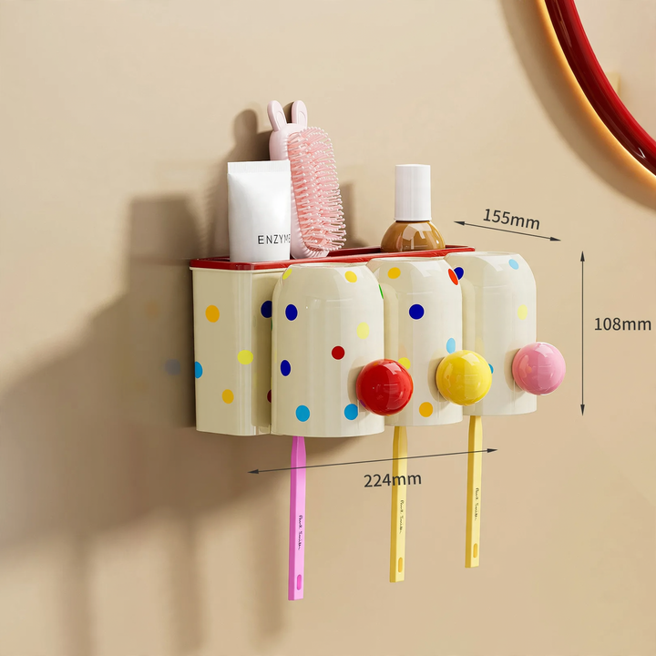 Toothbrush holder, wall mounted, no drilling