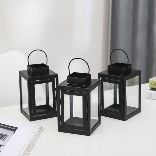 Black metal lantern, dome shape