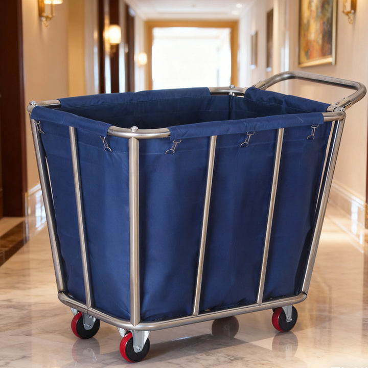 Stainless steel laundry cart with wheels