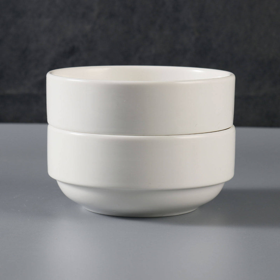 Ceramic soup bowl, round, white