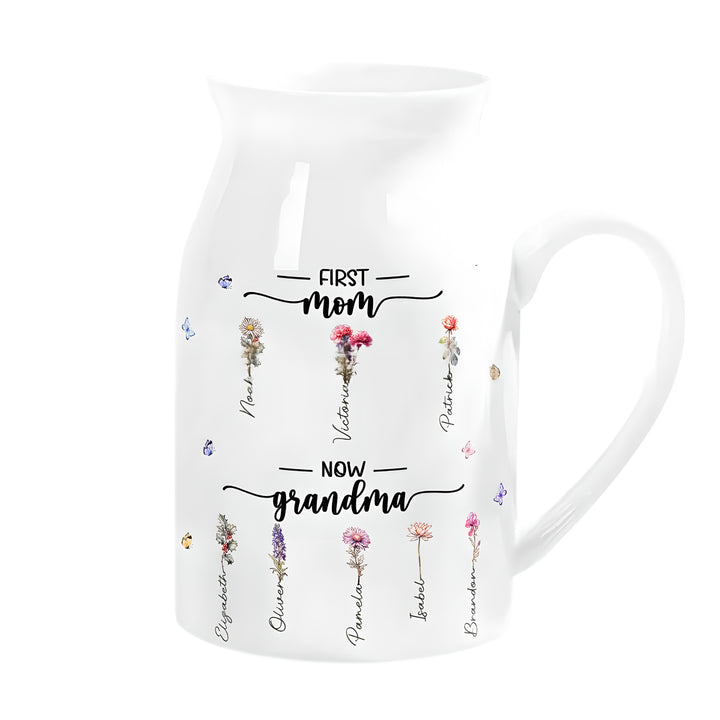Ceramic mug with flower pattern, 300–450 ml