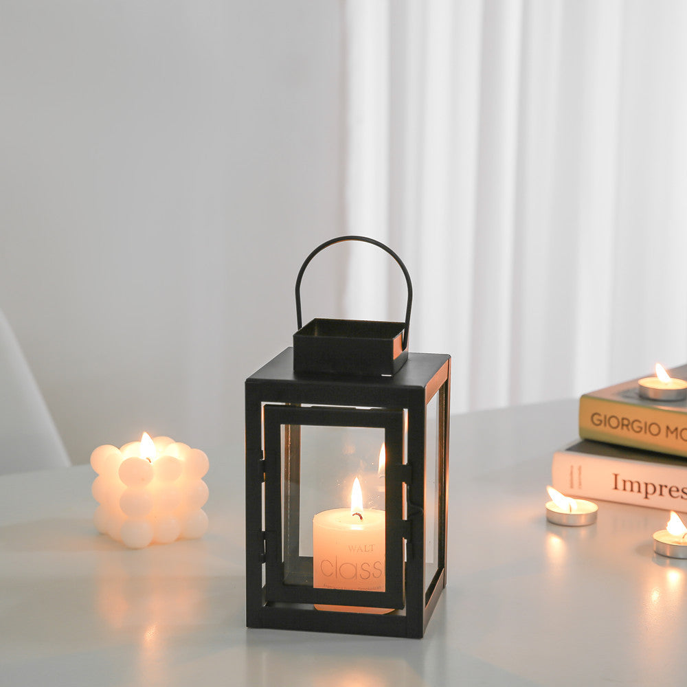 Black metal lantern, dome shape