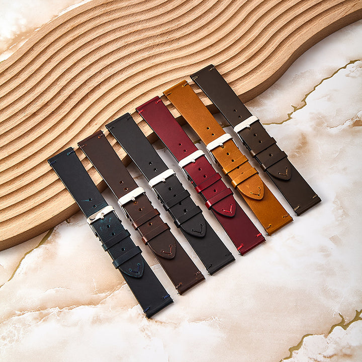 Vintage leather watch strap made of cowhide