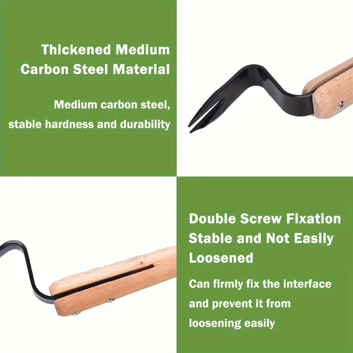 BowLift | Stainless Steel Weed Puller Tool with Wooden Handle