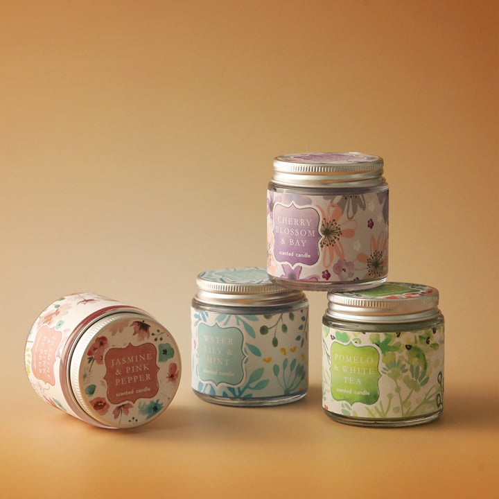 Scented candle made of soy wax, glass cup