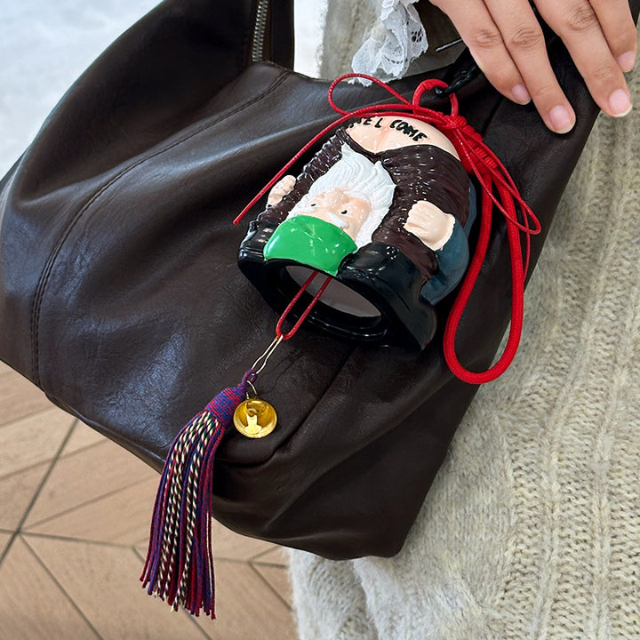 Silicone bag charm with flower pattern
